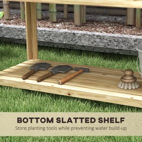 Outsunny Jardinieră pe picioare cu separator detașabil, raft, inserturi pentru irigare, material geotextil de drenaj 115L x 46l x 75Î cm | Aosom Romania