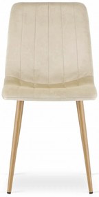 Set de masa 1 + 4, masa de dining alba ADRIA 120x80 cm + scaun de catifea crem LAVA