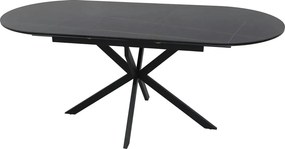Masa extensibila GASTON, negru mat cu efect de marmura, ceramica/metal