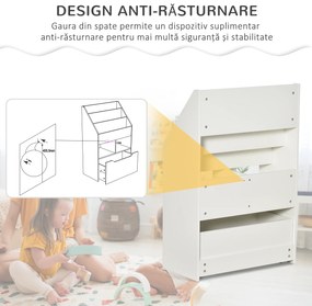 Biblioteca pentru Copii cu mai Multe Rafturi Suport de Organizare cu Sertar de Depozitare pentru Camera de Joaca, Alb HOMCOM | Aosom Romania
