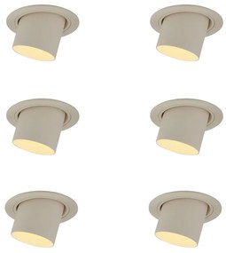 Set de 6 spoturi încastrate bej GU10 50mm rotunde, rotative și înclinabile - Installa