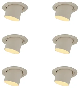 Set de 6 spoturi încastrate bej GU10 50mm rotunde, rotative și înclinabile - Installa
