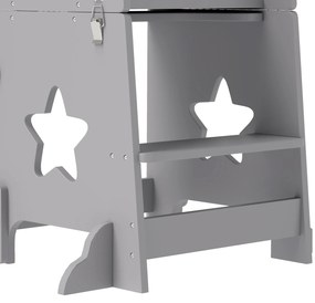 AIYAPLAY Scăunel 2 în 1 pentru Copii cu Bară de Siguranță pentru Bucătărie, Baie, Alb | Aosom Romania