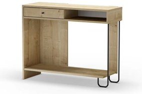 Masă consolă în culoare naturală cu blat cu aspect de lemn de stejar 35x100 cm Saturne – Marckeric