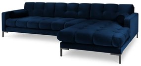 Colțar din catifea cu extensie pe partea dreaptă Cosmopolitan Design Bali, albastru închis