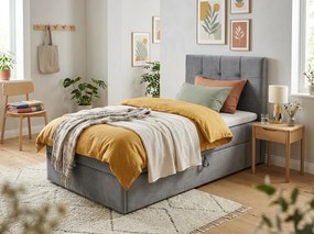 Pat tapițat boxspring DIRELIS TRINITY 90x200 cm gri Saltea: Saltea cu arcuri Bonell