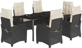 vidaXL Set mobilier de grădină cu perne, 7 piese, negru, poliratan