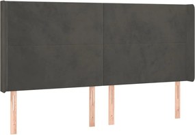 vidaXL Tăblie de pat cu aripioare gri închis 163x16x118/128 cm catifea
