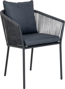 Scaun de grădină gri închis din metal/capitonat Salerno – House Nordic