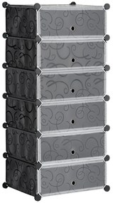 HOMCOM Mobilier de depozitare pentru pantofi modular 6 cuburi dreptunghiulare empilabile - negru | Aosom Romania