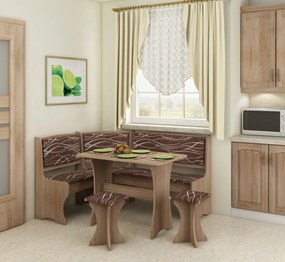 Zondo Set masă scaune pentru sufragerie, de colț Joesph stejar sonoma deschis + safari (cu taburete) (pentru 5 persoane). 746503