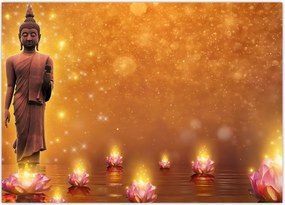 Tablou - Buddha în sclipici auriu (70x50 cm)