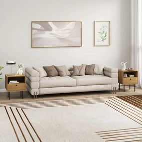 HOMCOM Noptieră îngustă măsuță cu compartiment deschis și 1 sertar picioare din oțel 40 x 36 x 50 cm, efect lemn stejar | Aosom Romania