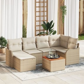 vidaXL Set de canapele pentru grădină 7 pcs Bej și alb