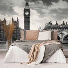 Fototapet Big Ben din Londra în alb-negru