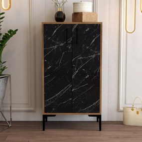 Dulap pentru pantofi Prag Walnut and Black Marble
