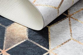 ANDRE 1171 covor lavabil cub, geometric anti-alunecare - negru / aur - SECUNDAR-COTATI PRODUSUL