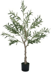 HOMCOM Plantă Artificială de Măslin cu 450 de Frunze, 20 de Măsline și Ghiveci Inclus, Ø15x120 cm, Verde | Aosom Romania