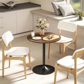HOMCOM Masă de dining rotundă 70 cm pentru 2 persoane cu blat din placaj de lemn masiv și baza din oțel maro | Aosom Romania