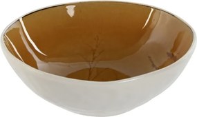 Bol shabby emailat galben din ceramică cu finisaj lucios – "Floralis"