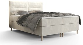 Pat matrimonial Boxspring 140 cm Saruta (bej) ( cu saltea și sp. depozitare). 1047357