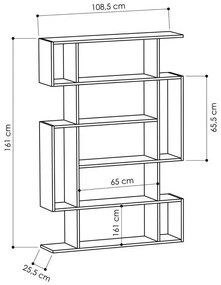 Bibliotecă gri antracit/în culoare naturală cu aspect de lemn de stejar 108,5x161 cm Mito – Homitis