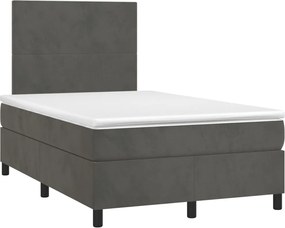 vidaXL Pat box spring cu saltea, gri închis, 120x190 cm, catifea