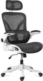 Scaun de birou ergonomic din mesh cu suport lombar și brațe rabatabile OFF 440 alb