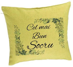 Perna Decorativa pentru Socrul 2, 40x40 cm, Verde, Husa Detasabila, Burduf