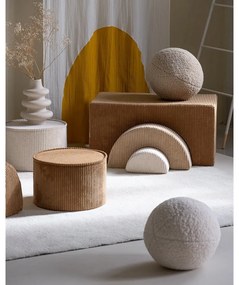 Puf de copii crem cu tapițerie din catifea reiată – Wigiwama