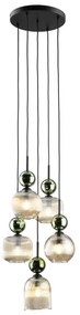 Lustră suspendată SOPHIA, 5 x E14, 10 W, 230 V, negru/verde/bej fumuriu