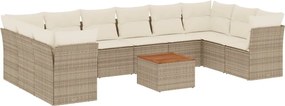 vidaXL Set canapele de grădină cu perne, 11 piese, bej, poliratan