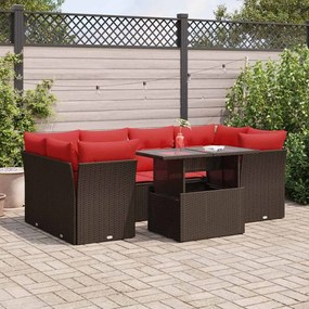 vidaXL Set canapele de grădină cu perne, 7 piese, maro, poliratan