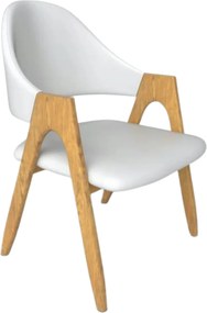 Scaun living piele ecologica K247, alb/stejar, metal, 51x51x80 cm