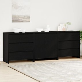 vidaXL Bufet cu sertar 3 pcs Negru 70 x 41 x 75 cm Lemn compozit