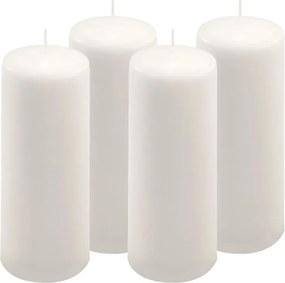 Set de lumânări tip stâlp, 20 cm, Ø 7,5 cm, alb, 4 buc