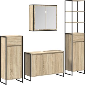 vidaXL Set de mobilier pentru baie cu raft Stejar Sonoma Lemn compozit