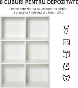 HOMCOM Mobile Libreria a 6 Cubi Moderno a Parete in Legno Bianco | Aosom Romania