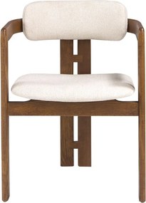 Scaun dining material textil alb-galbui si lemn Off-white