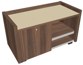 Comodă mobilă Verno 100 x 50 cm cu sticlă, stânga, nuc / vanilie