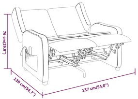 Fotoliu masaj rabatabil cu 2 locuri, gri taupe, material textil 1, Gri taupe