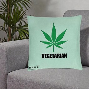 Perna Decorativa Vegetarian cu Frunza, 40x40 cm, Verde Menta, Husa Detasabila, Perna Inclusa, BEKZ®