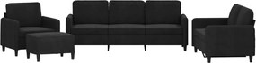 vidaXL Set de canapele, 4 piese, negru, catifea