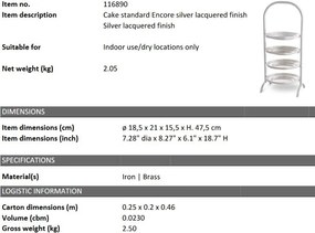 Suport prajituri, Patru platouri etajate design LUX Encore, argintiu