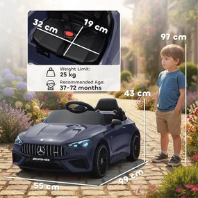 AIYAPLAY Mașină electrică pentru copii, design Mercedes, motoare 12V, telecomandă, lumini LED, muzică, pentru copii 3-6 ani, Gri | Aosom Romania