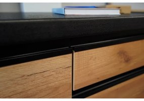 Mobilă de bucătărie MARINA 180 cm, stejar craft/negru lucios