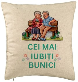 Perna Decorativa pentru Bunici 9, 40x40 cm, Bej, Husa Detasabila, Burduf