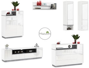 Mazzoni Set de mobilier FOLK Luciu Alb/Mat + Beton Millenium - MOBILIER MODERN PENTRU CAMERA DE ZI CU COMODĂ MARE TV