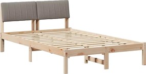 vidaXL Cadru de pat Maroniu și taupe 120 x 200 cm Lemn masiv de pin