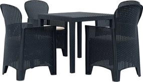 vidaXL Set mobilier exterior, 5 piese, antracit, plastic, aspect ratan